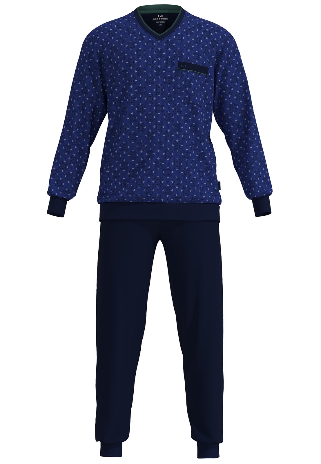 Lange Normann herenpyjama met manchetten in een gestreepte look Lange Normann herenpyjama met manchetten in een gestreepte look