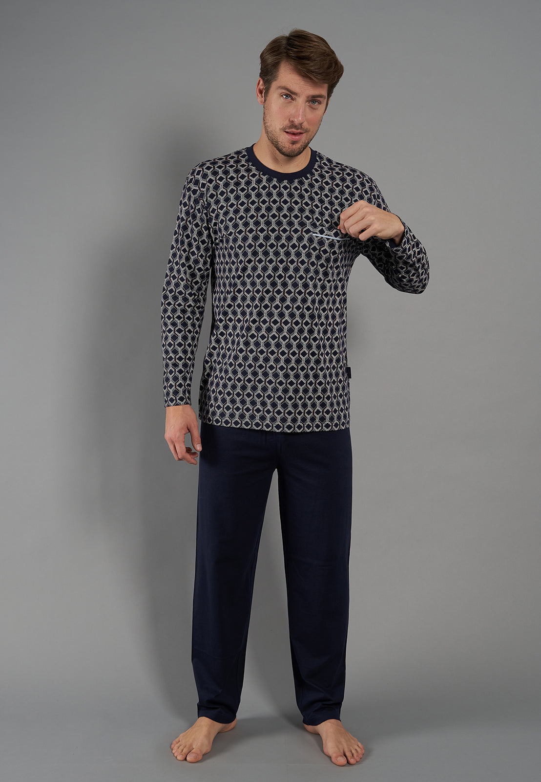 Heren Pyjama 452036 635 Blauw