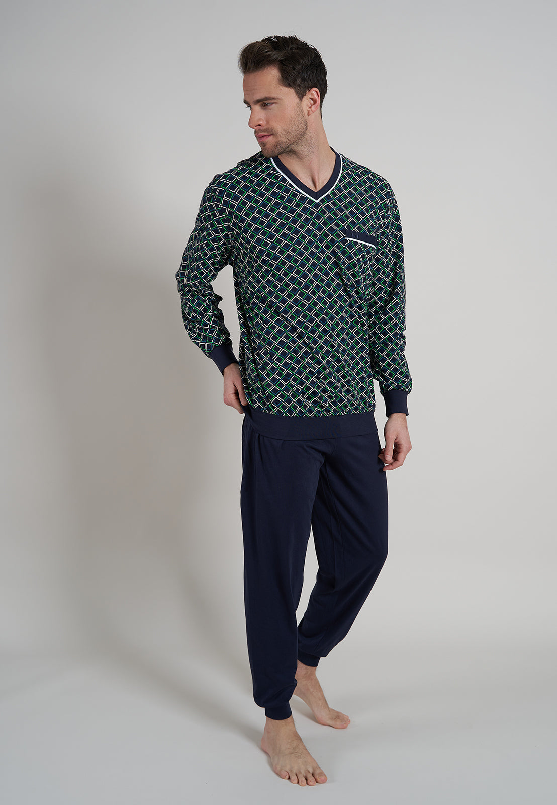 Gotzburg Heren Pyjama 452104 625 Blauw print